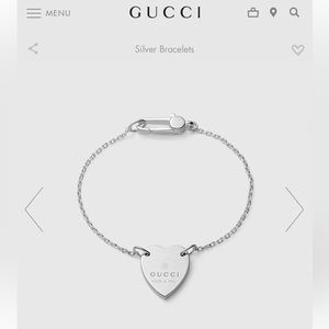 Gucci Trademark Sterling silver bracelet w/ heart NWOT - perfect condition